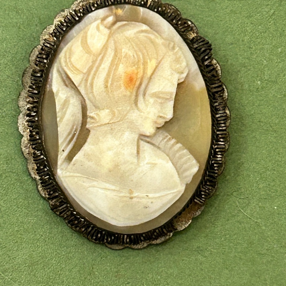 Vintage Cameo Brooch with Intricate Design
